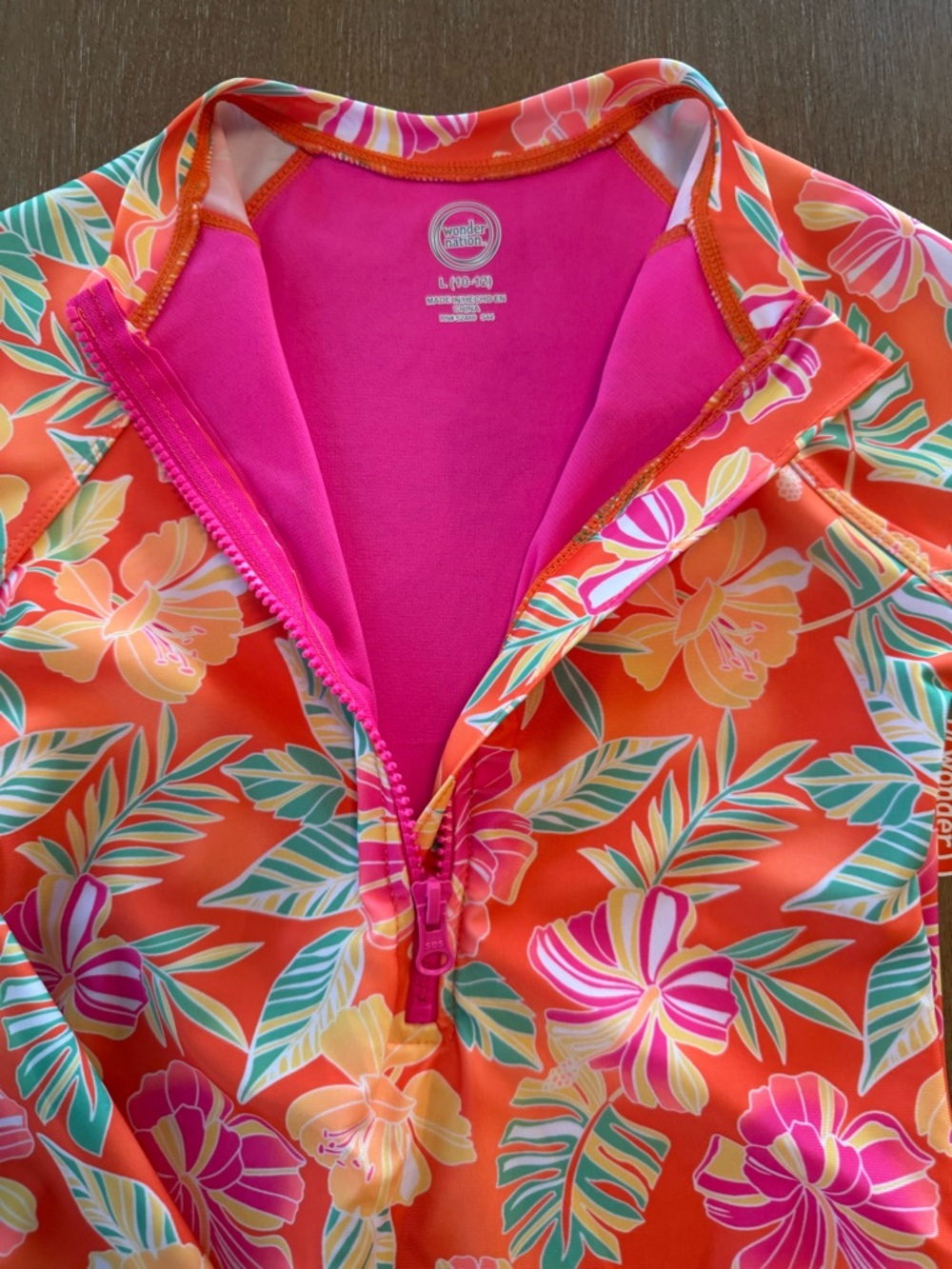 Girls Zip -Up One Piece Long Sleeve Swimsuit - Picture 2 of 4